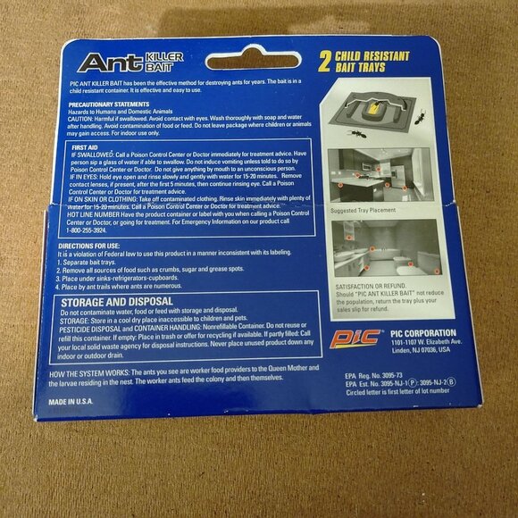 PIC Ant Killer Bait Trays 2 Pack Child-Resistant Traps For Household Ant Control - Picture 2 of 2